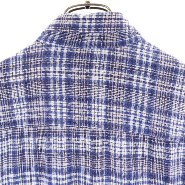 BAYAREA TRADERS チェック柄 長袖 ボタンダウンシャツ L ブルー系 メンズ