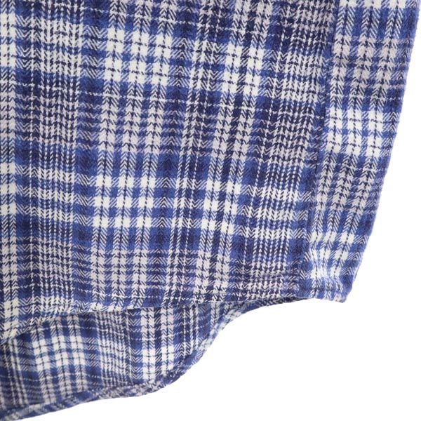 BAYAREA TRADERS チェック柄 長袖 ボタンダウンシャツ L ブルー系 メンズ