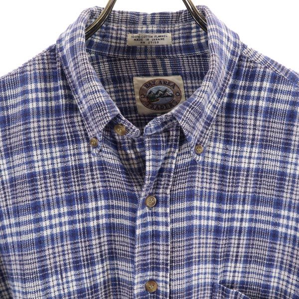 BAYAREA TRADERS チェック柄 長袖 ボタンダウンシャツ L ブルー系 メンズ