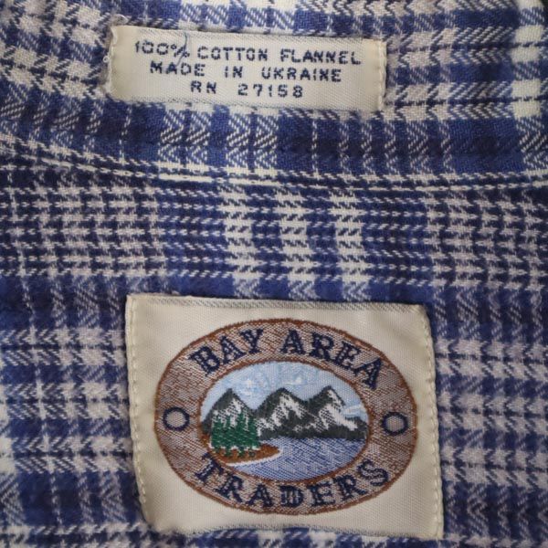 BAYAREA TRADERS チェック柄 長袖 ボタンダウンシャツ L ブルー系 メンズ