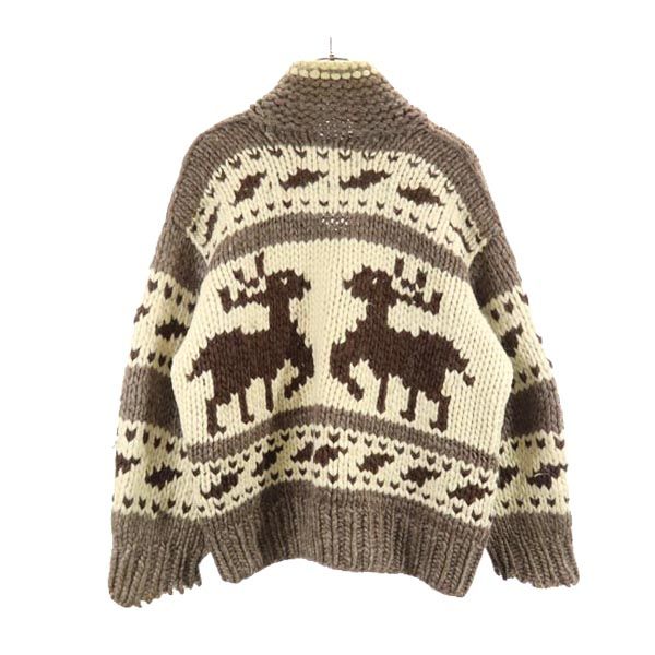 LONGHOUSE ロングハウス 90s カナダ製 オールド ウール カウチンジャケット ブラウン系 ニット メンズ
