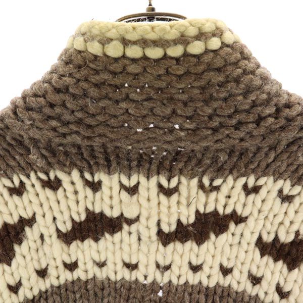 LONGHOUSE ロングハウス 90s カナダ製 オールド ウール カウチンジャケット ブラウン系 ニット メンズ