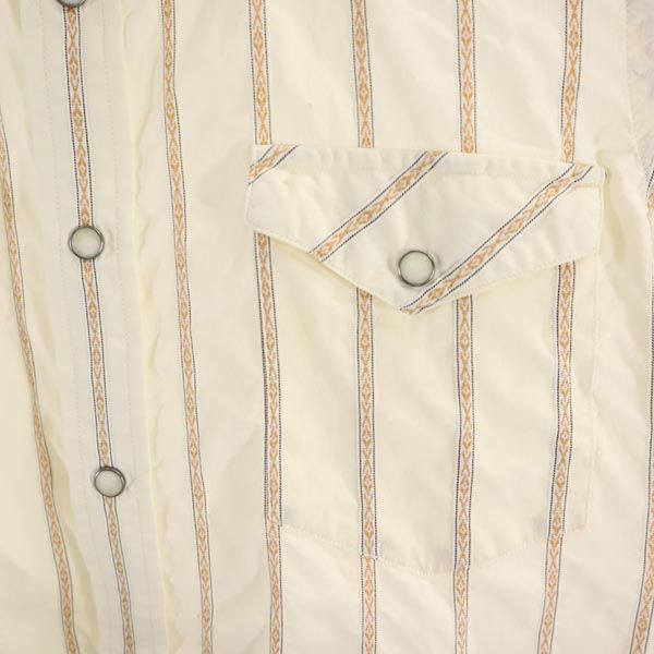 RALPH LAUREN ラルフローレン ストライプ調 長袖 ウエスタンシャツ 10 アイボリー系 レディース