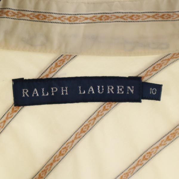 RALPH LAUREN ラルフローレン ストライプ調 長袖 ウエスタンシャツ 10 アイボリー系 レディース