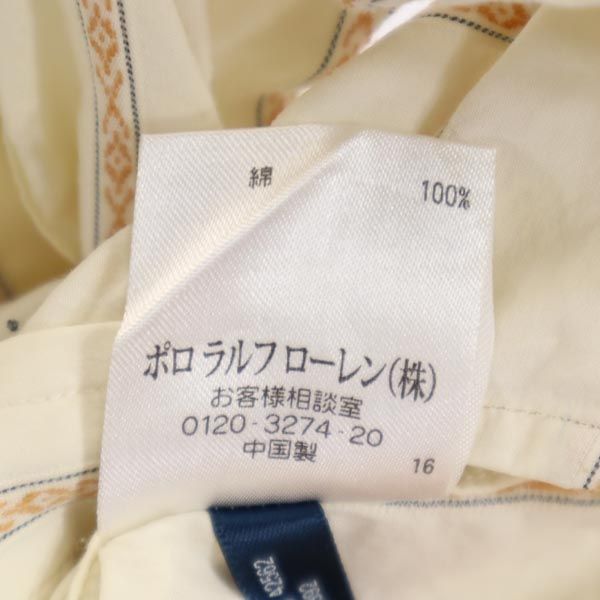 RALPH LAUREN ラルフローレン ストライプ調 長袖 ウエスタンシャツ 10 アイボリー系 レディース