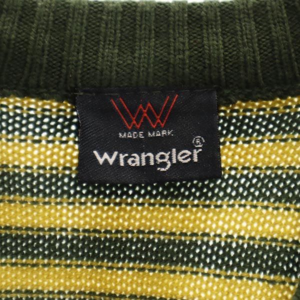 Wrangler ラングラー ボーダー柄 長袖 Vネック ニット セーター カーキ系 メンズ
