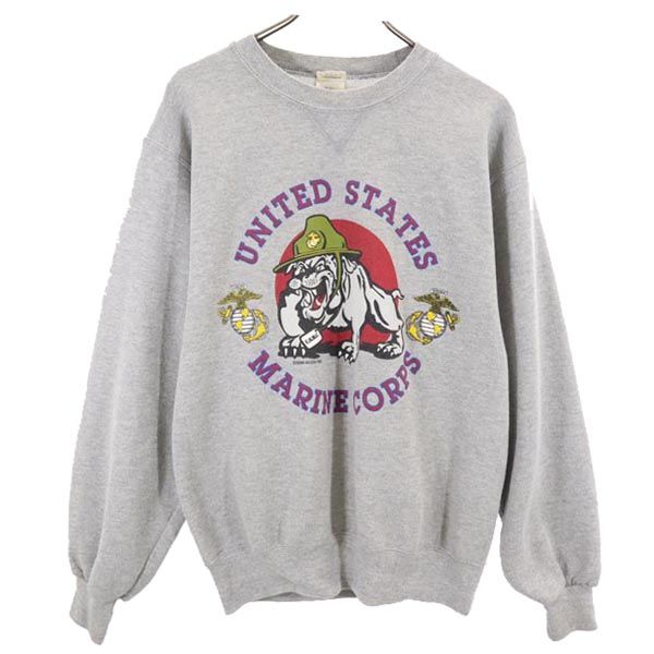 SOFFE M.J.ソフィー 80s USA製 ヴィンテージ USMC 長袖 トレーナー S グレー系 裏起毛 スウェット メンズ