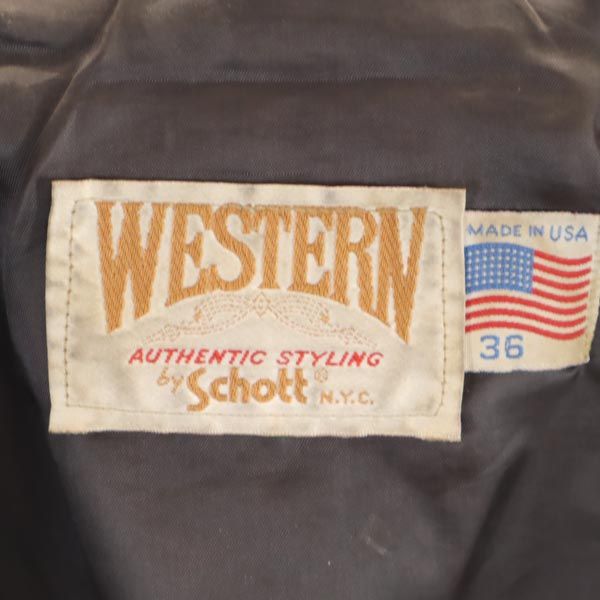 ショット USA製 レザージャケット 36 ブラウン schott メンズ