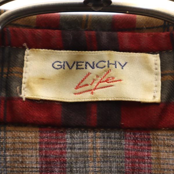 GIVENCHY ジバンシィ オールド チェック柄 長袖 ハーフボタン シャツ 9 ブラウン系 レディース