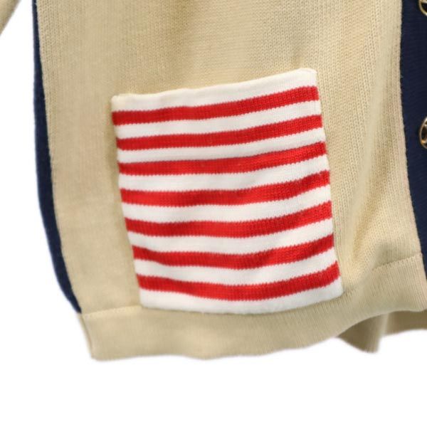 JC de CASTELBAJAC カステルバジャック イタリア製 バック 星条旗柄 長袖 コットン ニット カーディガン 40 ベージュ系 レディース