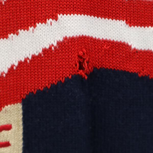 JC de CASTELBAJAC カステルバジャック イタリア製 バック 星条旗柄 長袖 コットン ニット カーディガン 40 ベージュ系 レディース