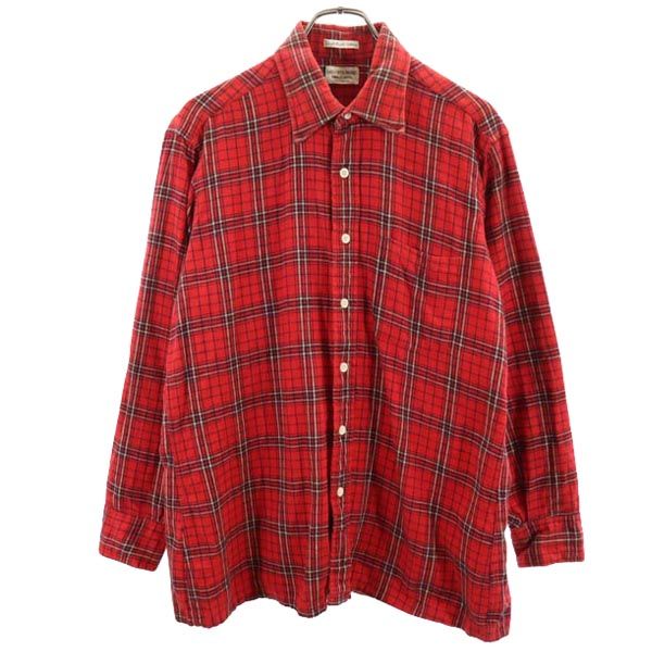 VINTAGE ヴィンテージ 60s チェック 長袖 シャツ L レッド系 メンズ