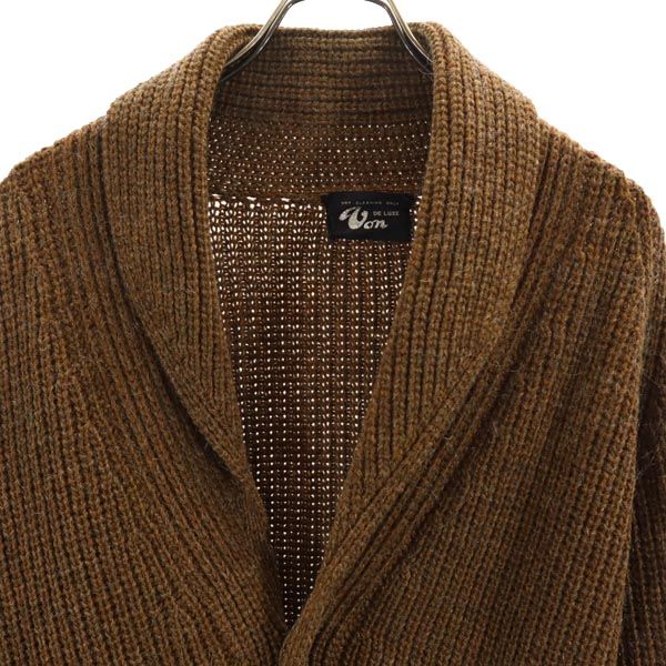 DE LUXE WON 80s ヴィンテージ 長袖 ショールカラー ニット カーディガン ブラウン メンズ