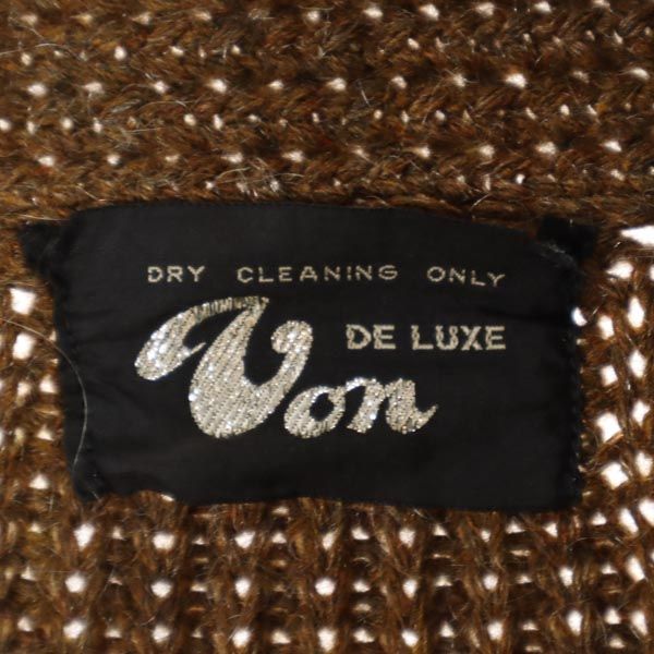 DE LUXE WON 80s ヴィンテージ 長袖 ショールカラー ニット カーディガン ブラウン メンズ