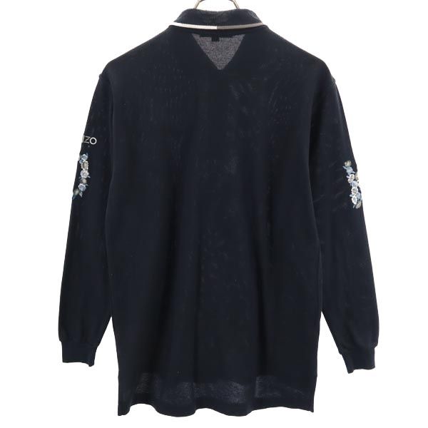 KENZO GOLF ケンゾーゴルフ 90s オールド 長袖 ポロシャツ 2 ネイビー レディース