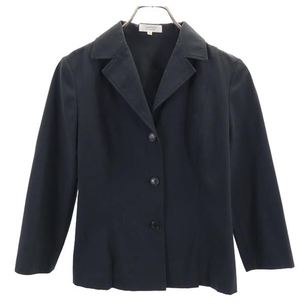 LANVIN LA COLLECTION ランバンコレクション 七分袖 テーラードジャケット 36 チャコールブラック ブレザー レディース
