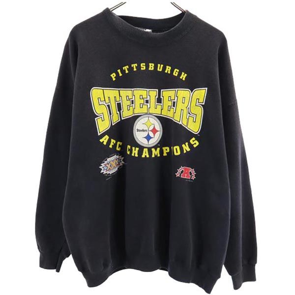Lee リー 90s USA製 オールド ピッツバーグ・スティーラーズ 長袖 スウェット トレーナー 2XL チャコールグレー NFL ビッグサイズ メンズ