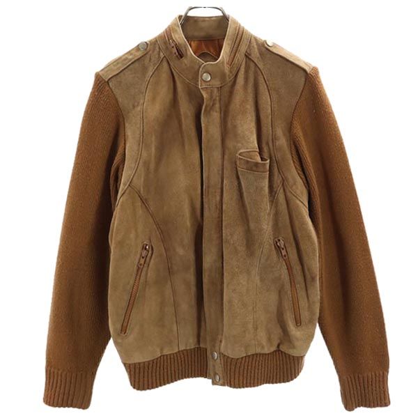 JACQUES CORBEAN 80s ヴィンテージ スエードレザー切替 ニットジャケット M ブラウン メンズ