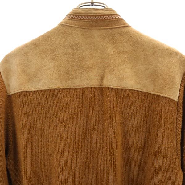 JACQUES CORBEAN 80s ヴィンテージ スエードレザー切替 ニットジャケット M ブラウン メンズ