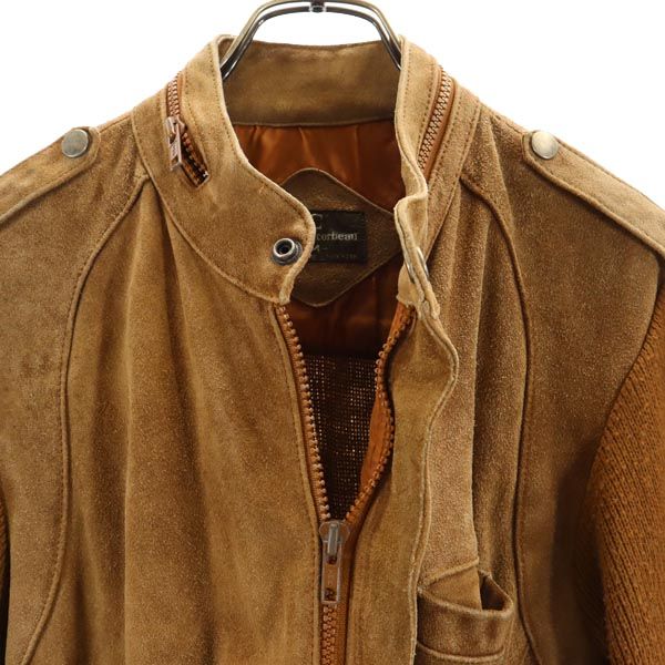 JACQUES CORBEAN 80s ヴィンテージ スエードレザー切替 ニットジャケット M ブラウン メンズ