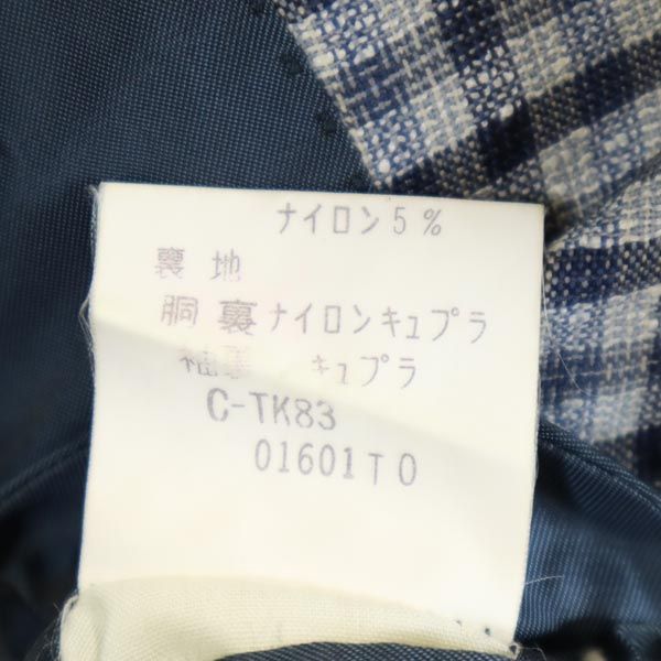 Burberrys バーバリーズ 90s オールド チェック ウールリネンブレンド テーラードジャケット 175 A6 ネイビー系 メンズ