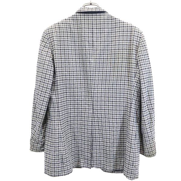 Burberrys バーバリーズ 90s オールド チェック ウールリネンブレンド テーラードジャケット 175 A6 ネイビー系 メンズ