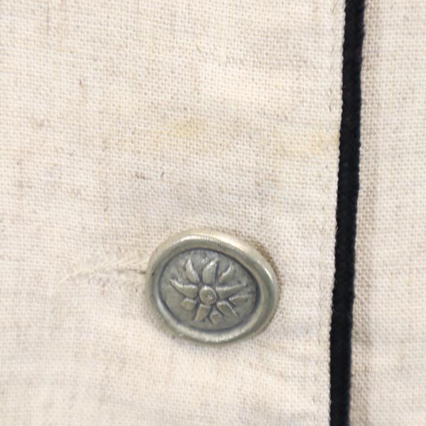 OLD オールド 90s リネンブレンド 長袖 ノーカラージャケット 44 ベージュ系 レディース