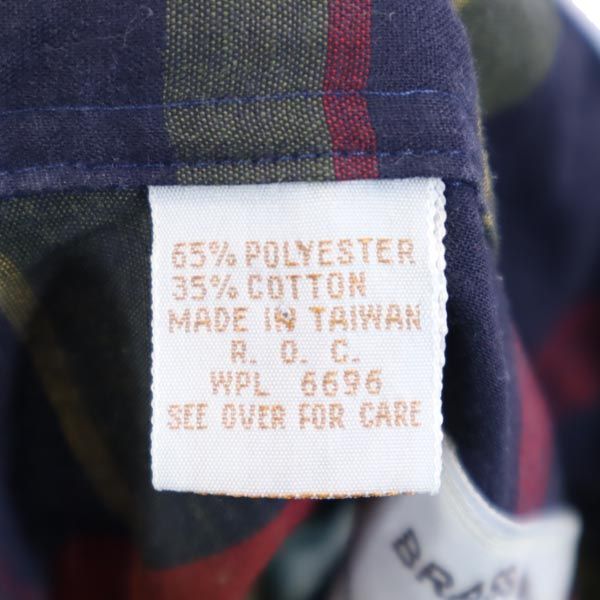 80s 90s オールド チェック柄 長袖 ボタンダウンシャツ L メンズ