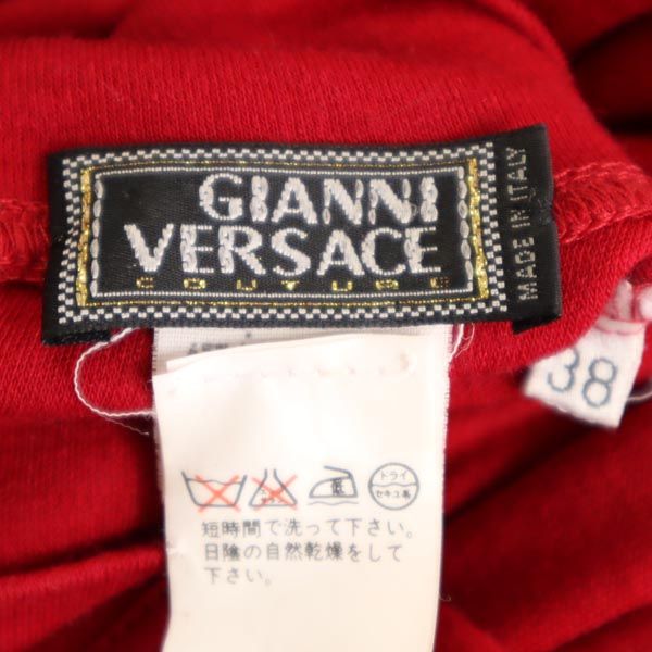 Gianni Versace ジャンニヴェルサーチ イタリア製 ウールブレンド 長袖 カットソー レッド バックジップ レディース