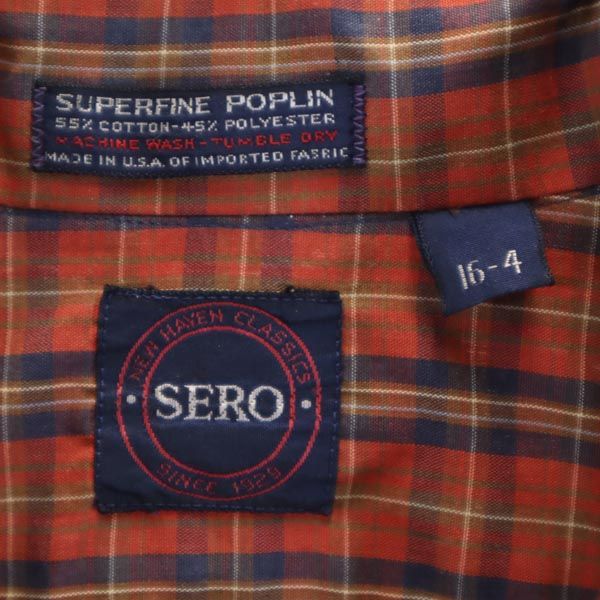 SERO セロ 90s USA製 オールド チェック柄 長袖 ボタンダウンシャツ 4月16日 オレンジ系 メンズ