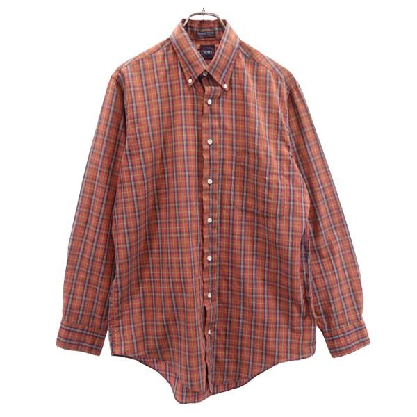 SERO セロ 90s USA製 オールド チェック柄 長袖 ボタンダウンシャツ 4月16日 オレンジ系 メンズ