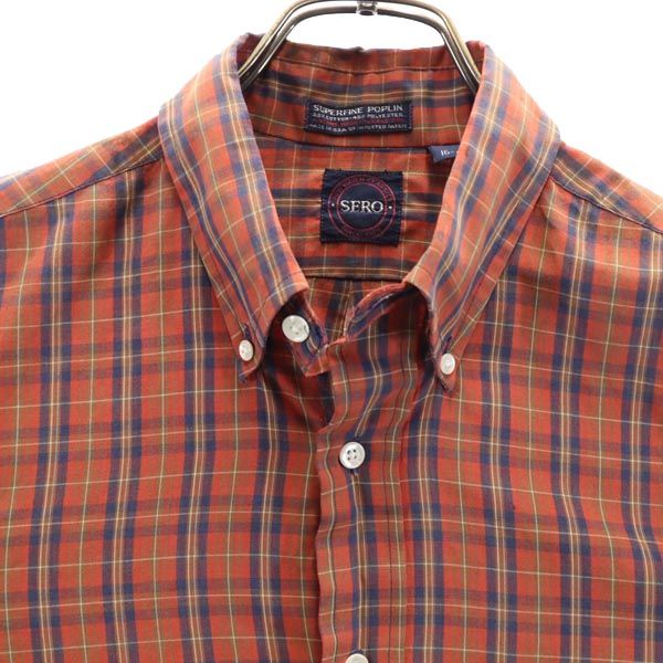 SERO セロ 90s USA製 オールド チェック柄 長袖 ボタンダウンシャツ 4月16日 オレンジ系 メンズ