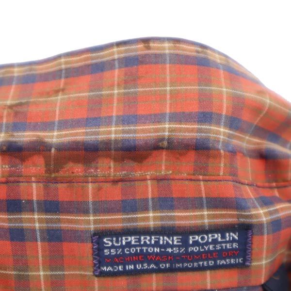 SERO セロ 90s USA製 オールド チェック柄 長袖 ボタンダウンシャツ 4月16日 オレンジ系 メンズ