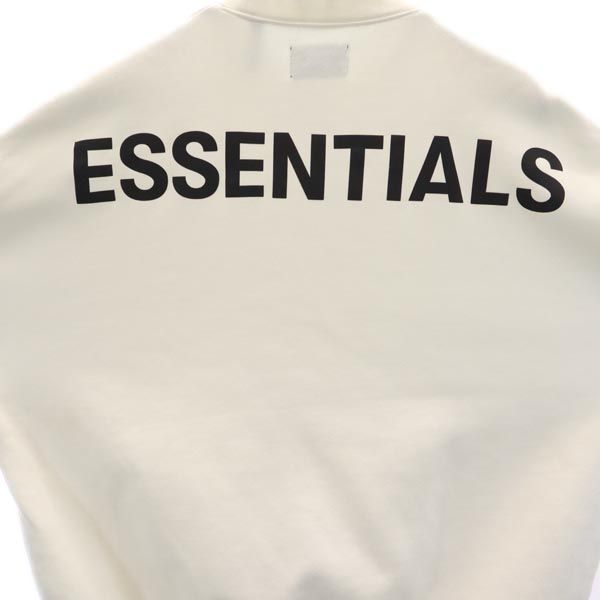 エッセンシャルズ バックプリント 長袖 トレーナー S ホワイト ESSENTIALS 裏起毛 メンズ