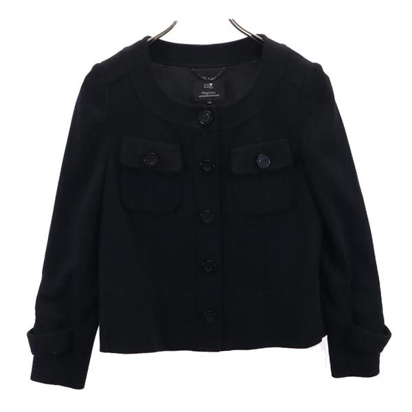 23ku 23区 ノーカラー ジャケット 38 ブラック レディース