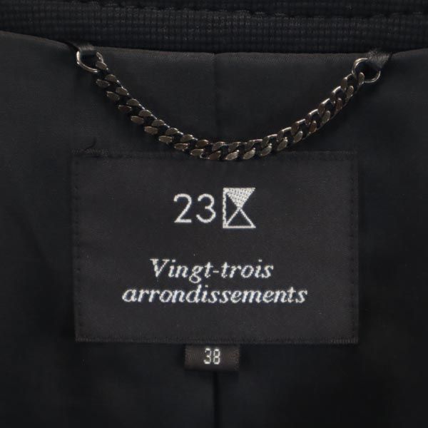 23ku 23区 ノーカラー ジャケット 38 ブラック レディース