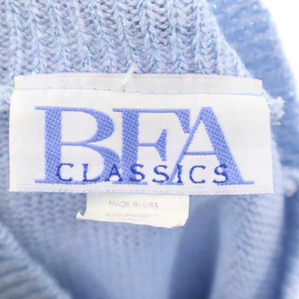 BFA CLASSICS 90s USA製 オールド 半袖 ハイネック ラメ セーター XL 水色系 ニット レディース