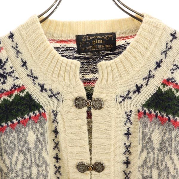 gim ジム ウール 長袖 ニット カーディガン M ベージュ系 メンズ