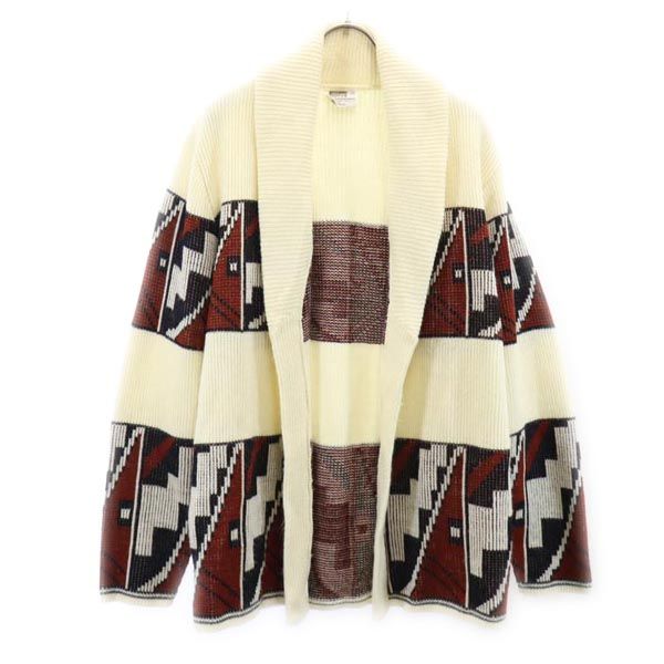 MONTGOMERY WARD モンゴメリーワード 70s ヴィンテージ 長袖 ショールカラー ニット カーディガン M ホワイト系 ボタンレス メンズ