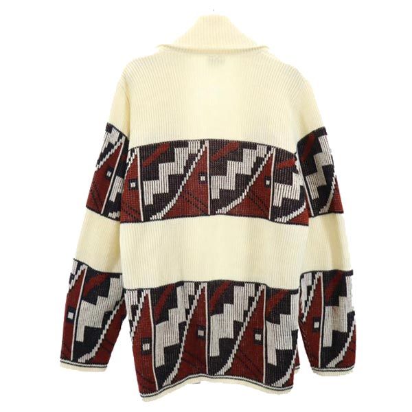 MONTGOMERY WARD モンゴメリーワード 70s ヴィンテージ 長袖 ショールカラー ニット カーディガン M ホワイト系 ボタンレス メンズ