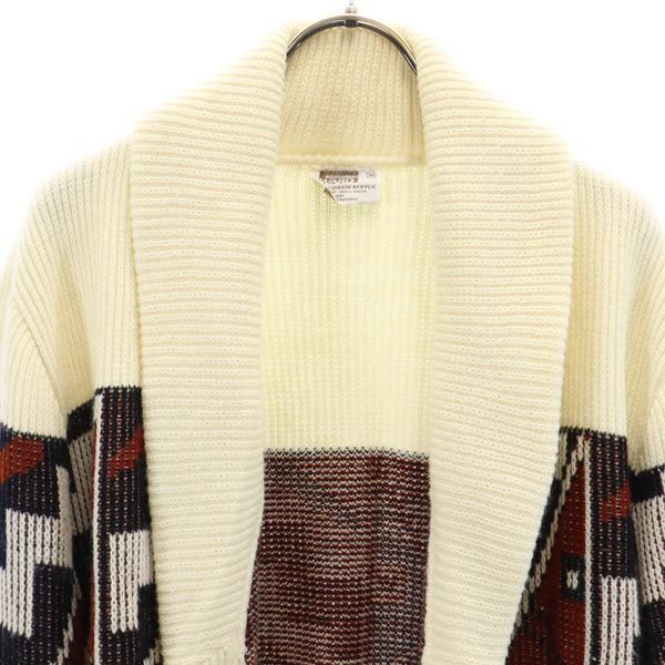 MONTGOMERY WARD モンゴメリーワード 70s ヴィンテージ 長袖 ショールカラー ニット カーディガン M ホワイト系 ボタンレス メンズ
