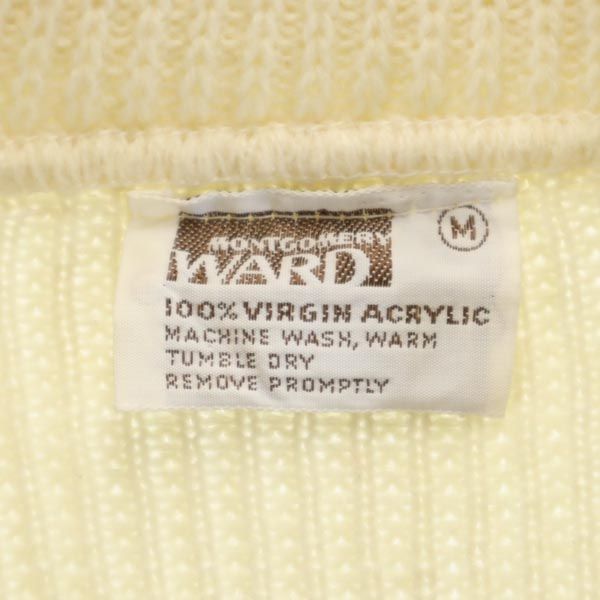 MONTGOMERY WARD モンゴメリーワード 70s ヴィンテージ 長袖 ショールカラー ニット カーディガン M ホワイト系 ボタンレス メンズ