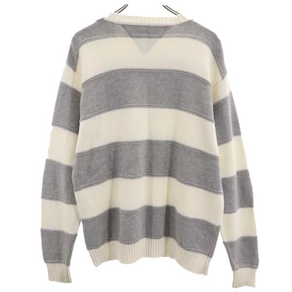TOMMY HILFIGER トミーヒルフィガー 90s オールド フラッグタグ ボーダー柄 長袖 ニット セーター M グレー メンズ