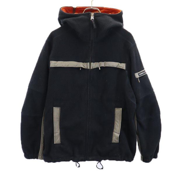 TOMMY HILFIGER トミーヒルフィガー フリースジャケット S ネイビー フード メンズ