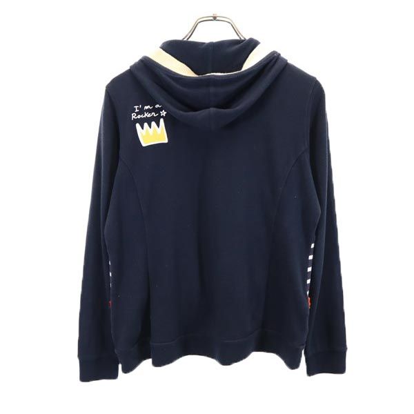 JC de CASTELBAJAC カステルバジャック 日本製 長袖 Vネック パーカー 44 ネイビー プルオーバー レディース