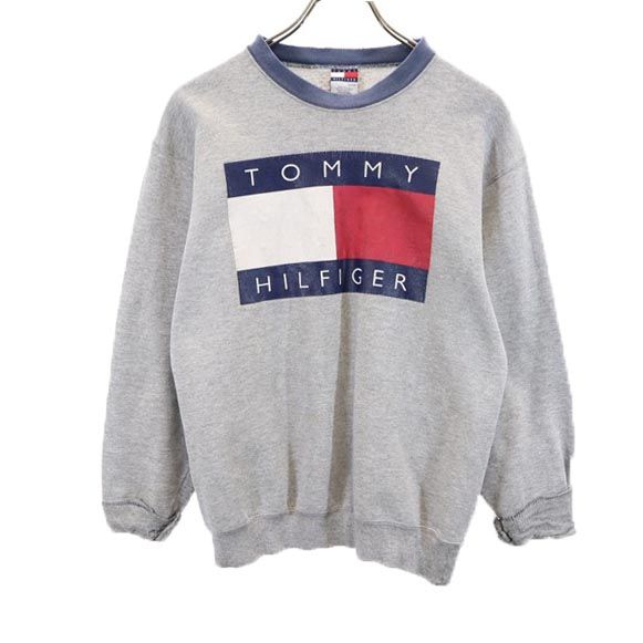 TOMMY HILFIGER トミーヒルフィガー オールド USA製 長袖 スウェット トレーナー M グレー 裏起毛 メンズ