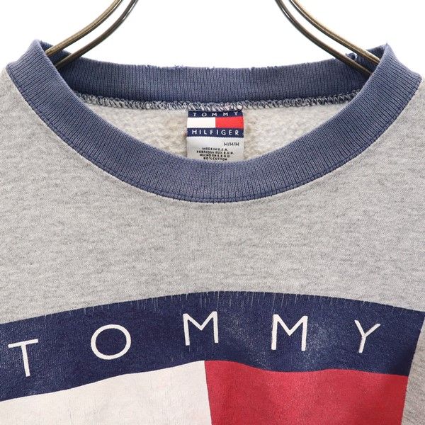 TOMMY HILFIGER トミーヒルフィガー オールド USA製 長袖 スウェット トレーナー M グレー 裏起毛 メンズ