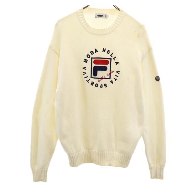フィラ 長袖 ニット セーター L ホワイト FILA メンズ