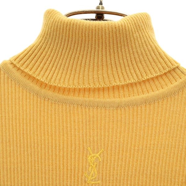 未使用 YVES SAINT LAURENT イヴサンローラン ウールブレンド 長袖 タートルネック セーター 130 イエロー系 ニット キッズ