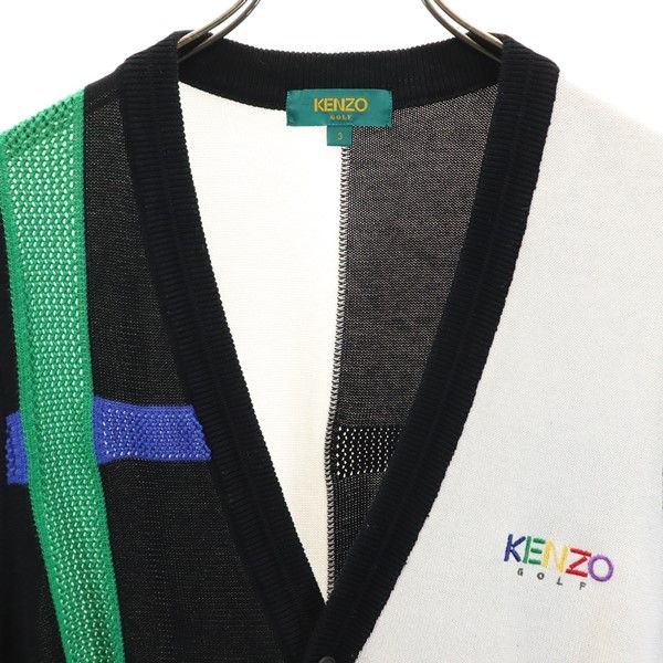 ケンゾーゴルフ 90s 日本製 オールド Vネック ニットベスト 3 ホワイト KENZO GOLF メンズ
